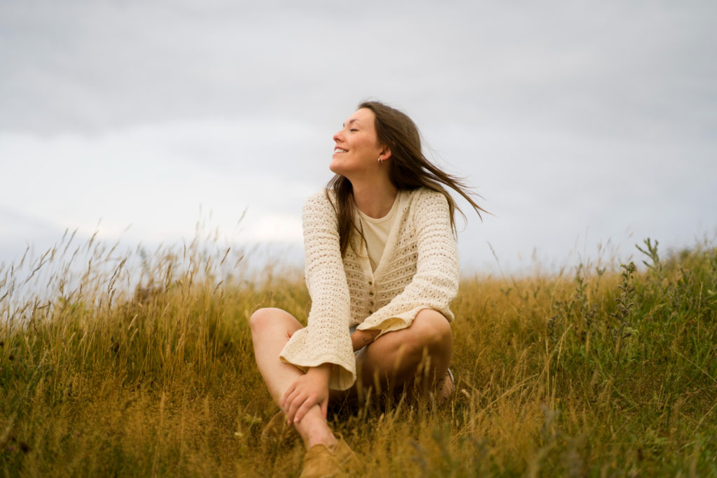 A woman feeling connected to nature