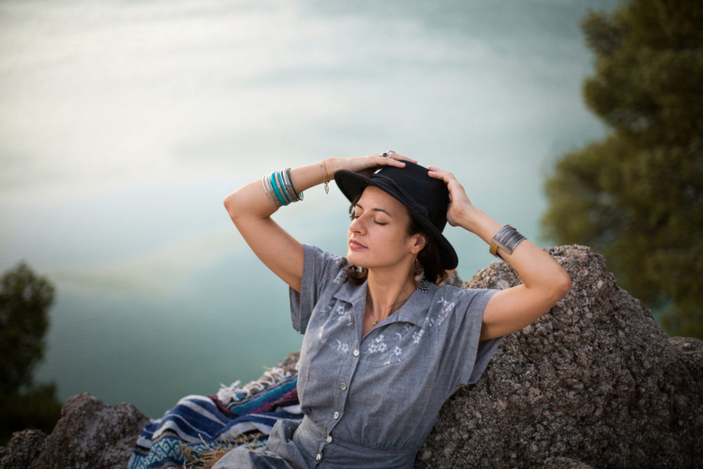 A woman enjoying nature