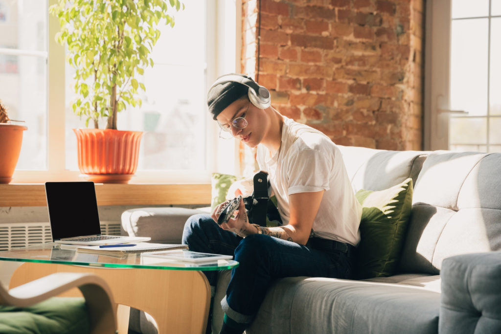 A man playing the guitar